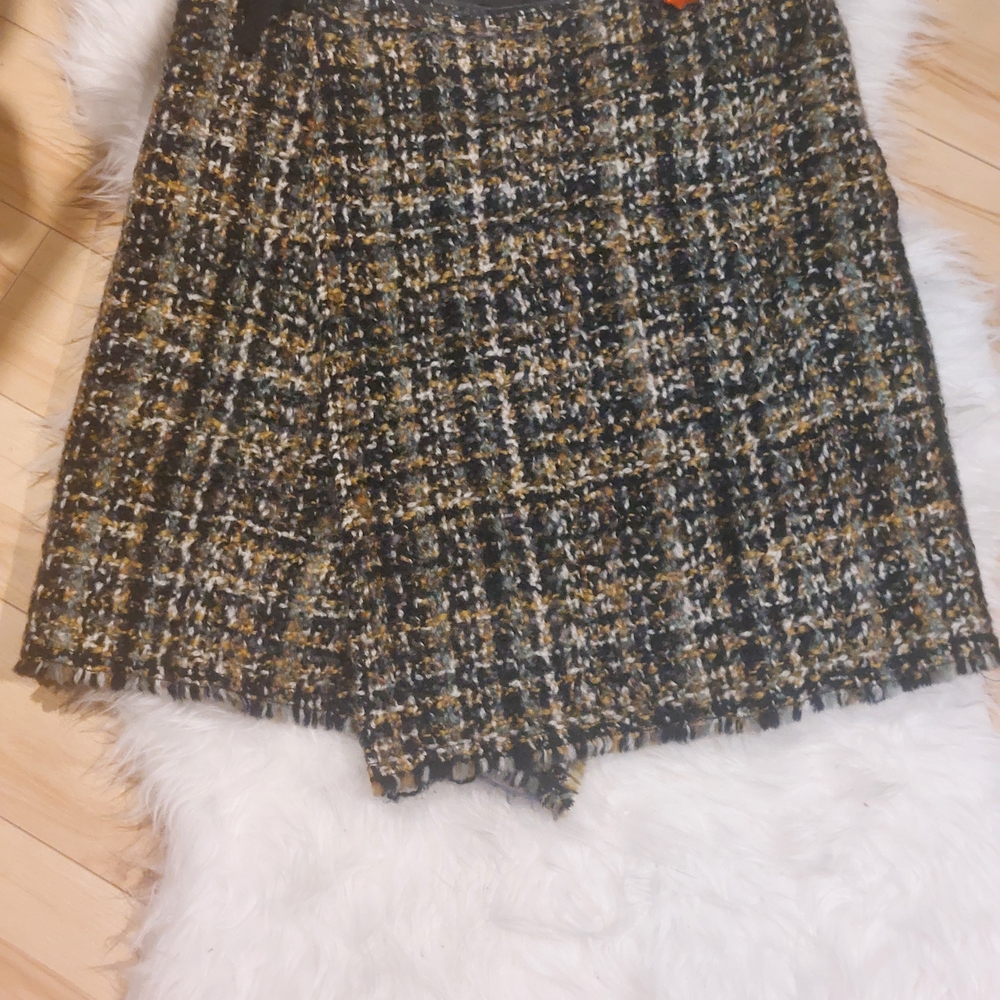 Prada Black and Gold Tweed Mini Skirt